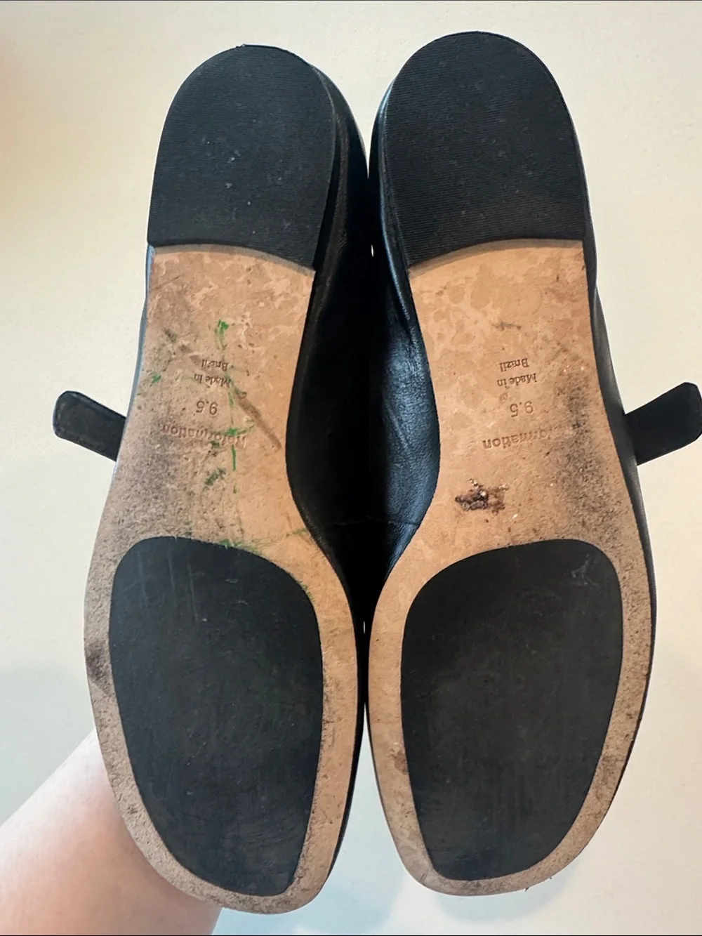 Reformation Black Mary Jane Flats with Silver Buckle